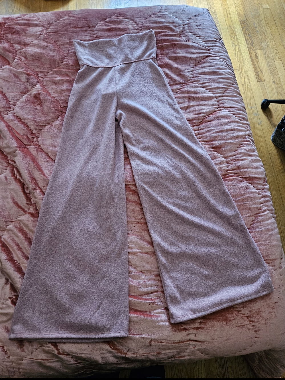 Urban Renewal Wide-Leg Foldover Waist Pants in Dusty Rose